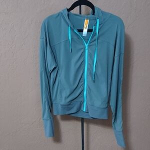 Lucy Green and Teal Full Zip Hoodie Jacket Activewear Size Small